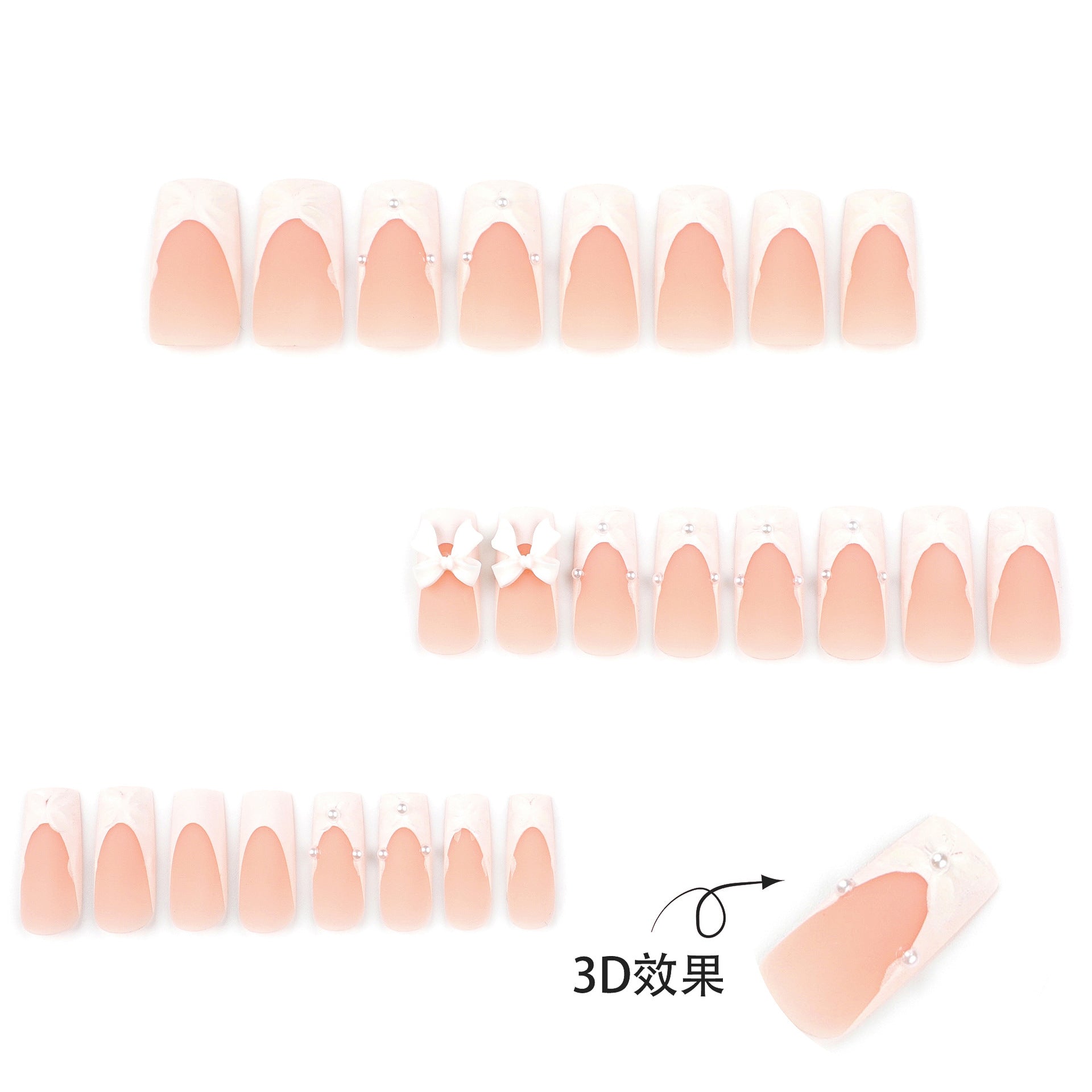 Wholesale 24 Pieces/box White 3D Flower Nails Kits Nail Stickers
