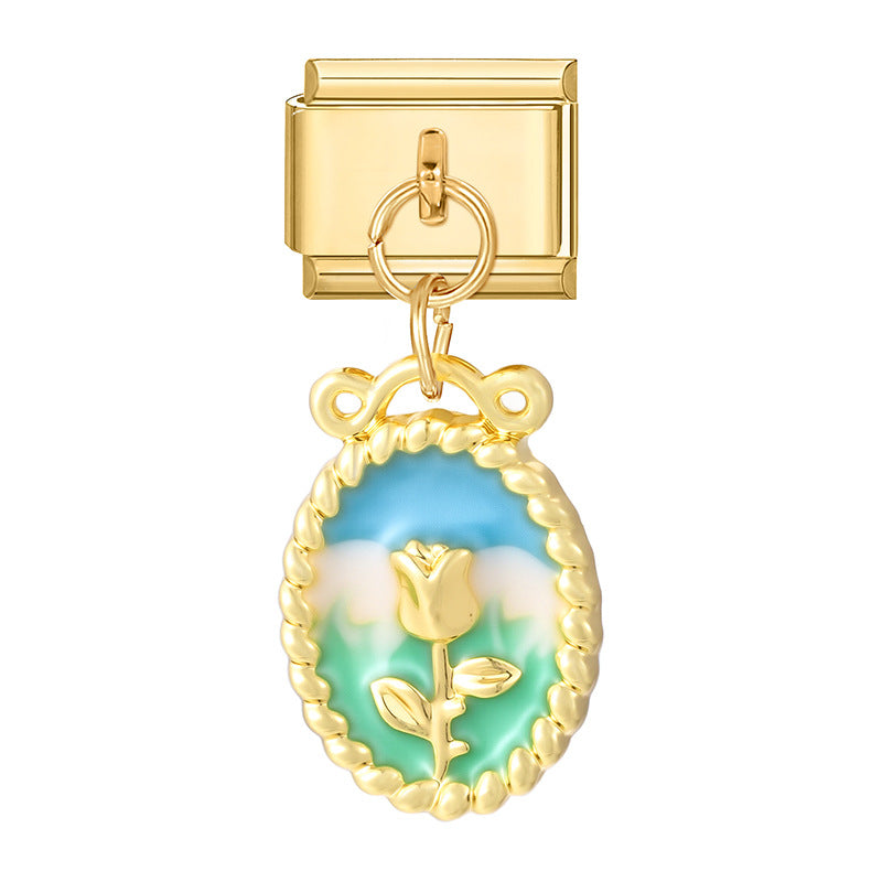 Wholesale Italian Charm Bracelet 9mm DIY Splicing Creative Pattern Pendant Stainless Steel Composable Bracelet