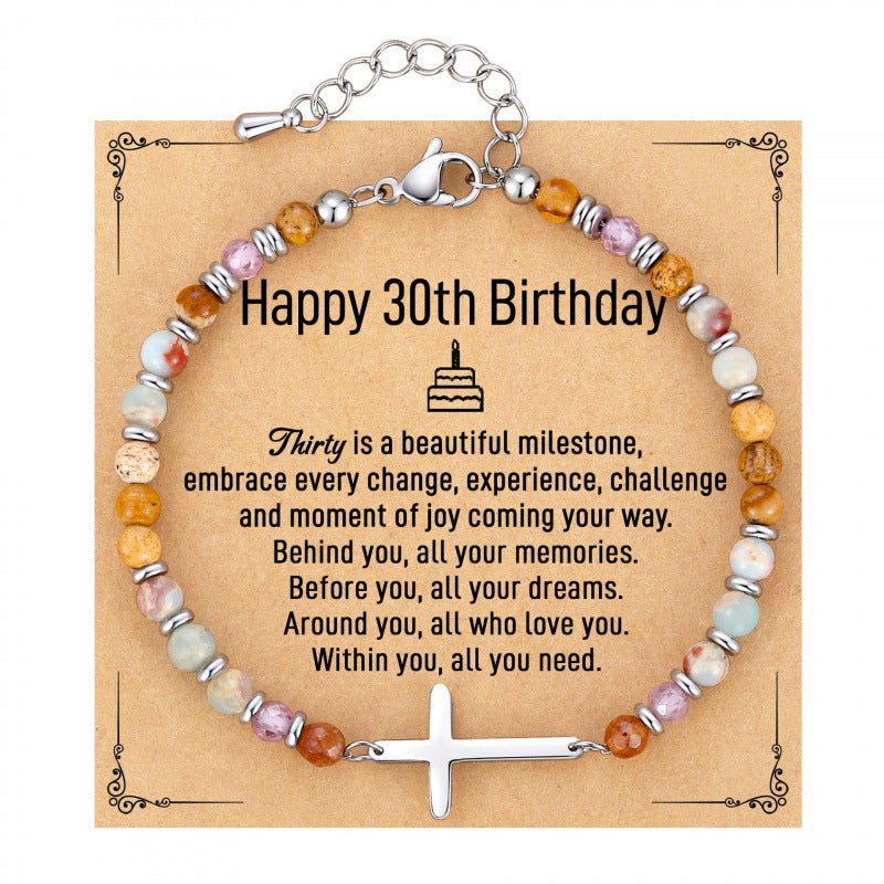 Wholesale Shoushan Stone Cross Bracelet Birthday Gift Women' s Fashion Jewelry Accessory
