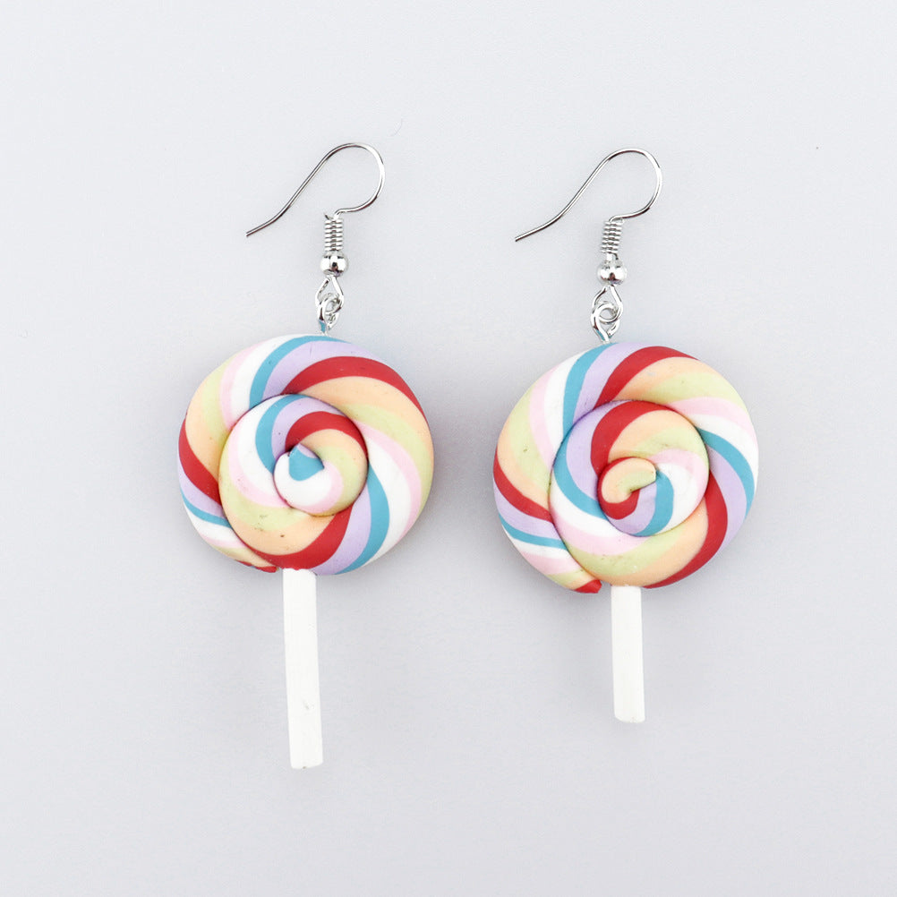 Wholesale  personality cute  soft pottery lollipop earrings