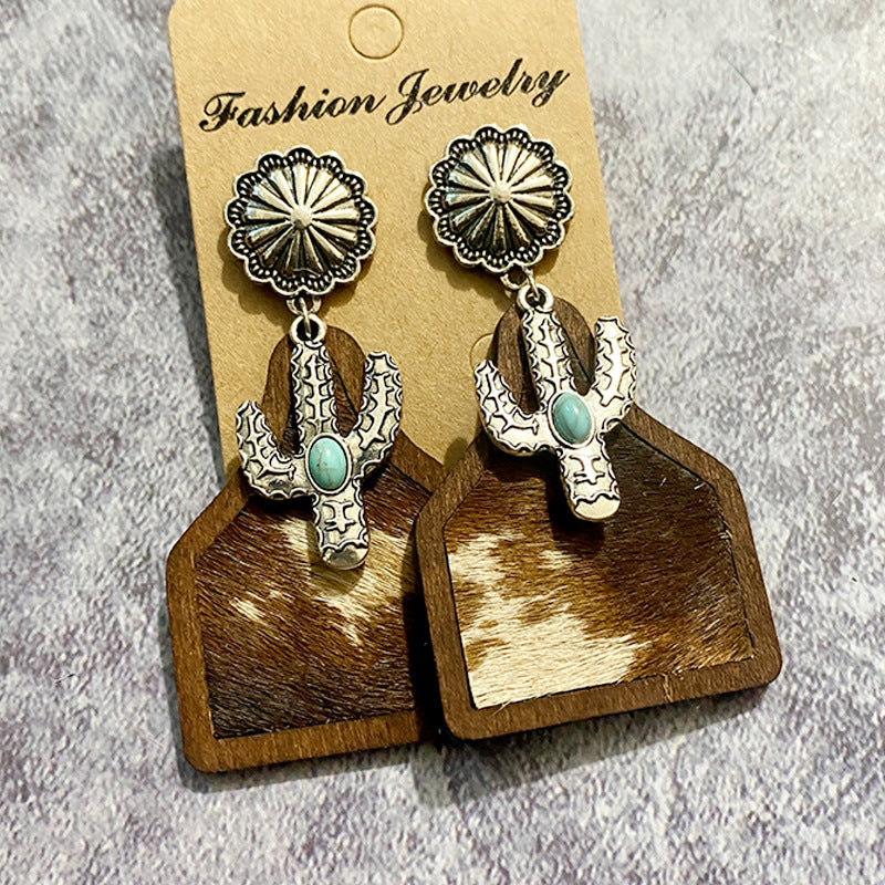 Wholesale Vintage Western Style Bohemian Wood Earrings ACC-ES-XinChuan031