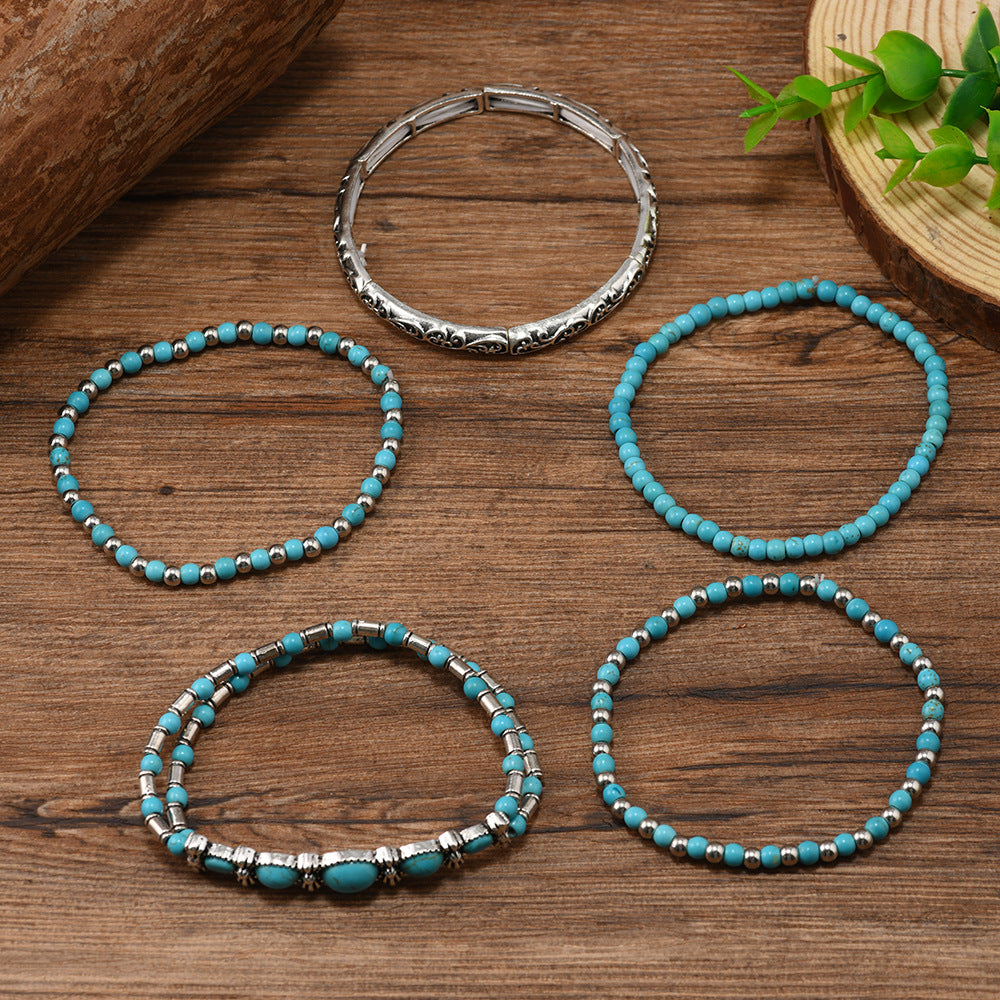 Wholesale Bohemian Turquoise Stackable Bracelet Set - Fashion Accessory for Everyday Wear