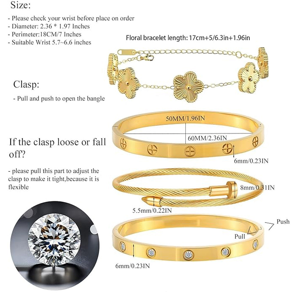 Wholesale Titanium Steel Pastoral Style Bracelet with Diamond Jewelry Accessory for Boutique Resale
