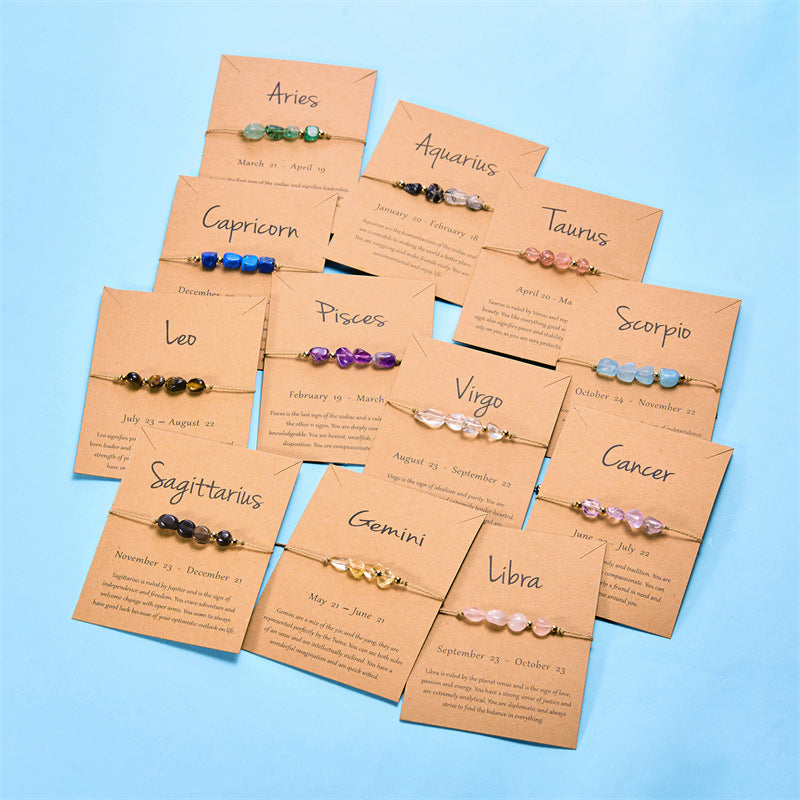 Wholesale Zodiac Natural Stone Handwoven Bracelet Women S Gift Jewelry Accessory