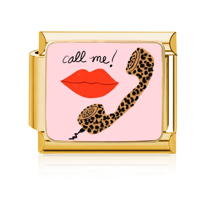 Wholesale 9mm Italian Charm Starter Bracelets DIY Pink Heart Series Stainless Steel Composable Bracelet