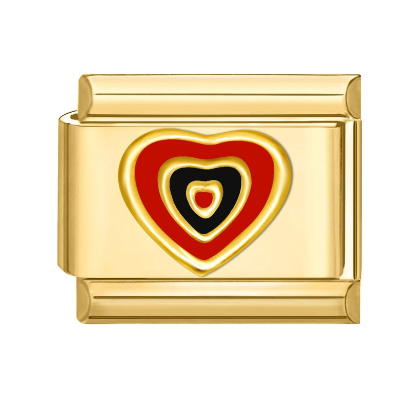 Wholesale Stainless Steel DIY Heart Shaped Bracelet Charms Electroplated Gold Colorful Love Theme Jewelry Making Accessories