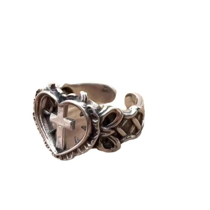 Wholesale Thorn Love Cross Ring Retro Rings