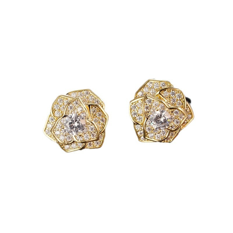 Wholesale Camellia handmade full  exquisite light luxury earrings