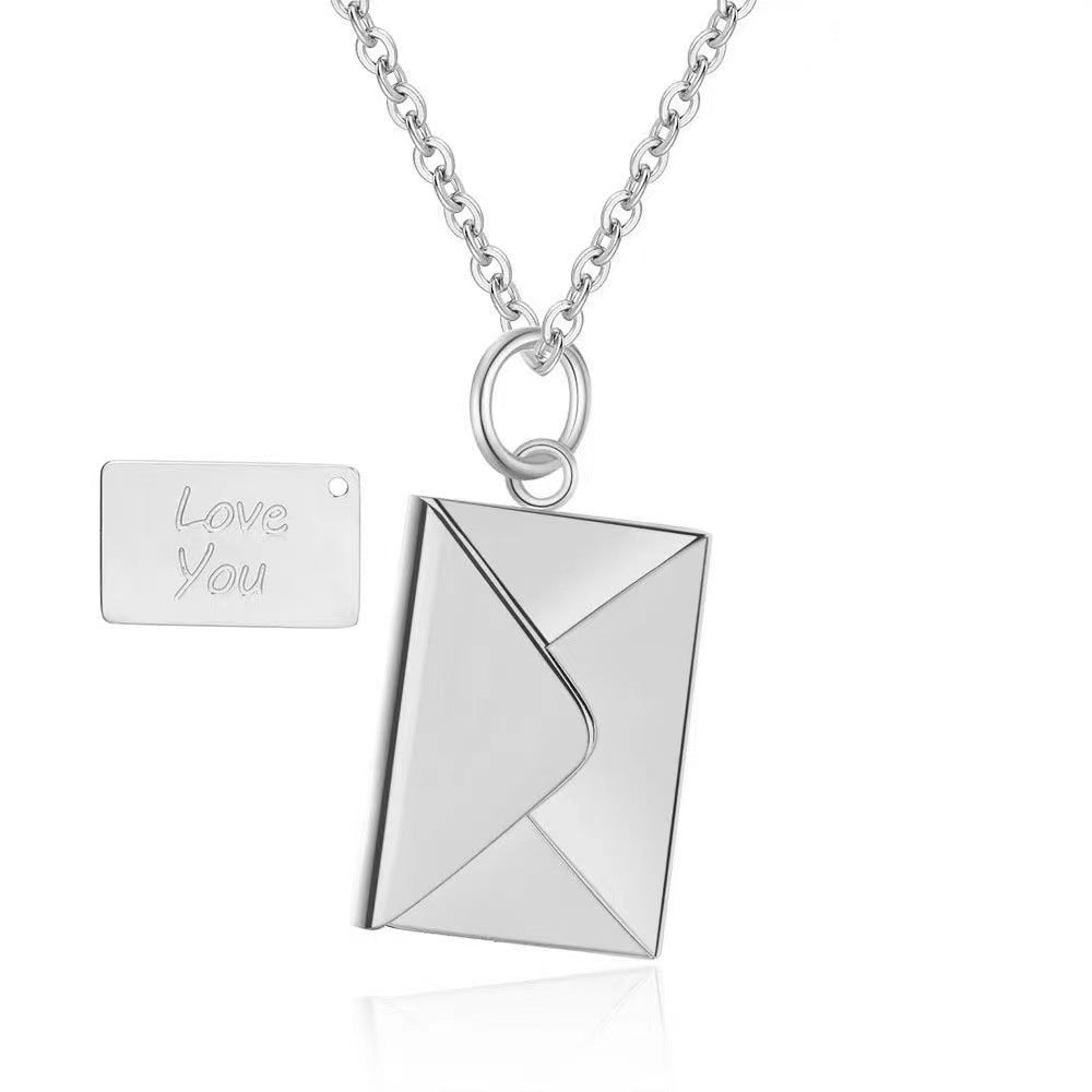 Wholesale light luxury creative design titanium steel envelope necklace