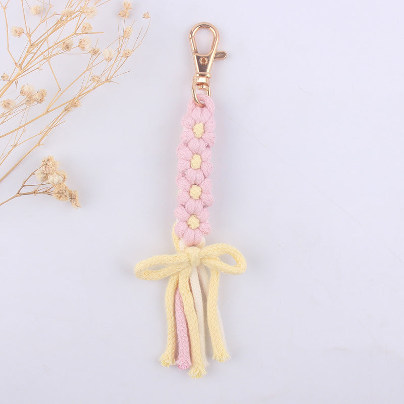 Wholesale Hand-woven Cartoon Flower Bow Lanyard Keychain ACC-KC-GuangTian068