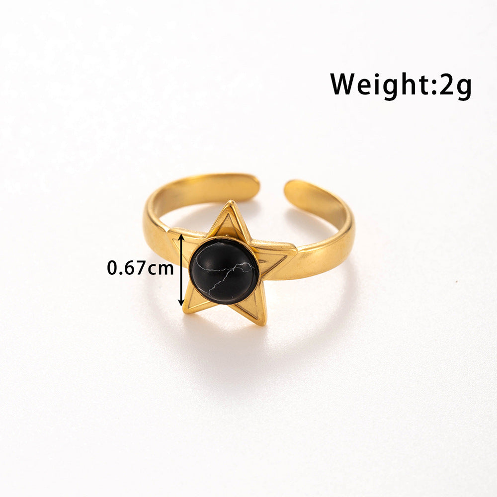 Wholesale Titanium steel   light luxury five-pointed star inlaid  opening adjustable ring