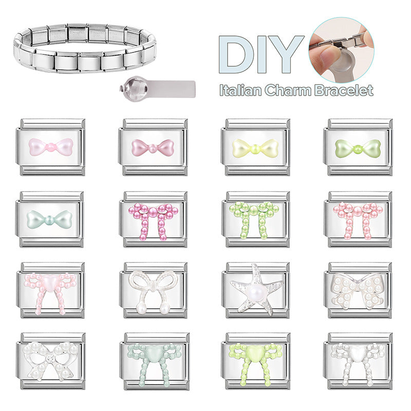 Wholesale Italian Charm Bracelet 9mm DIY Splicing Creative Pattern Stainless Steel Composable Bracelet