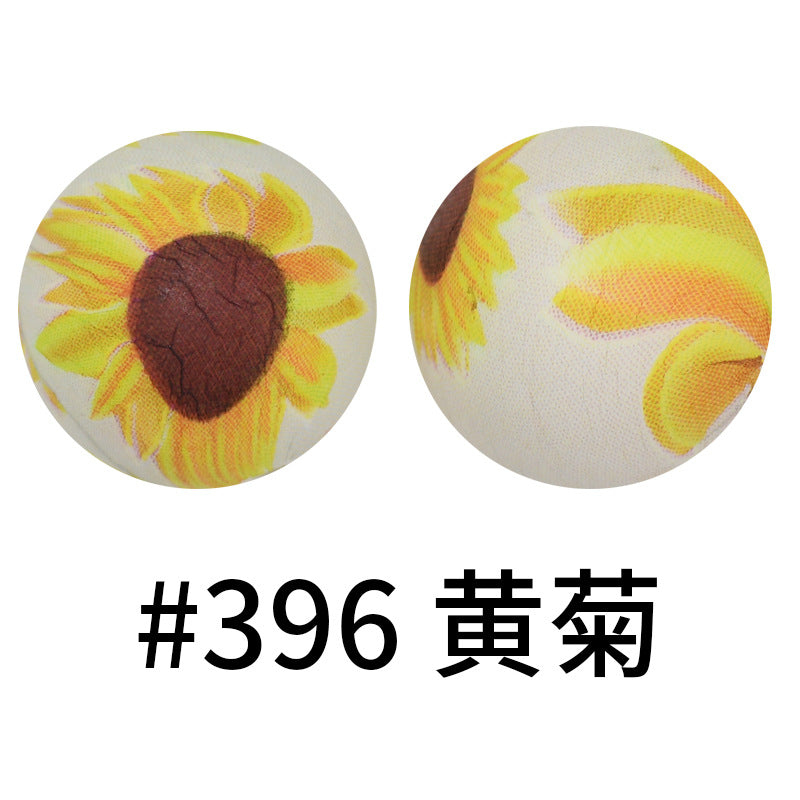 Wholesale 50pcs 15mm Sunflower Print Silicone Balls Beads ACC-BDS-HeSheng003