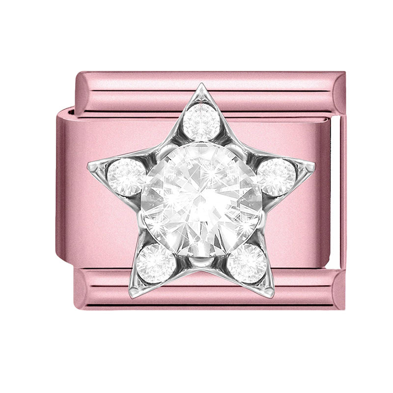 Wholesale 9mm Italian Charm Starter Bracelets pink series  DIY  Single Section Creative Stainless Steel Composable Bracelet