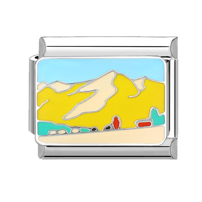 Wholesale Italian Charm Bracelet 9mm DIY Splicing Removable Yellow Element Stainless Steel Composable Bracelet