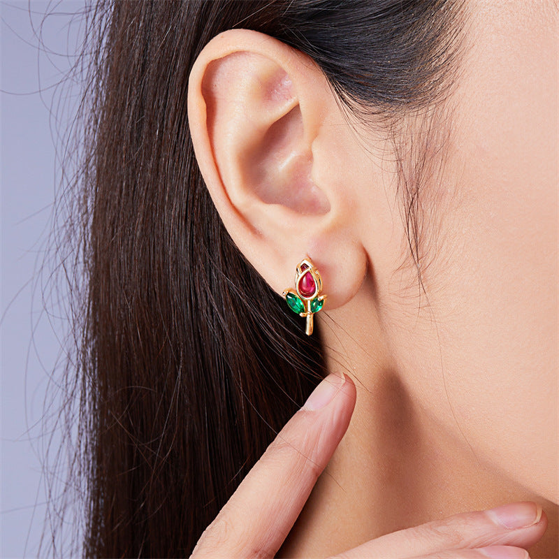 Wholesale  fashion purple tulip flower earrings