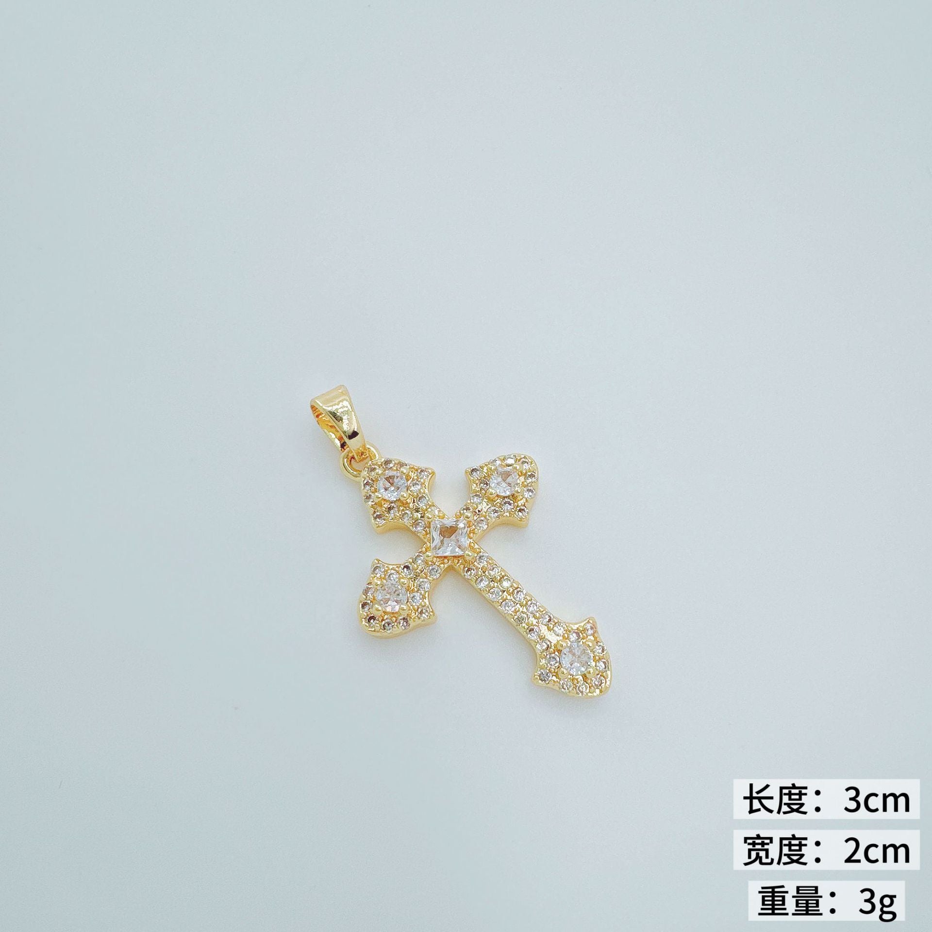 Wholesale European Style Gold-Plated Rhinestone Cross Pendant Car Key Accessory Fashion Jewelry