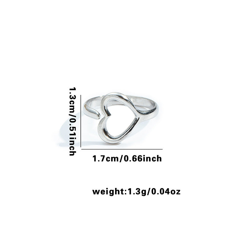 Wholesale Retro Heart Butterfly Hollow Titanium Steel Ring,  Fashion Accessory for Boutique Resale