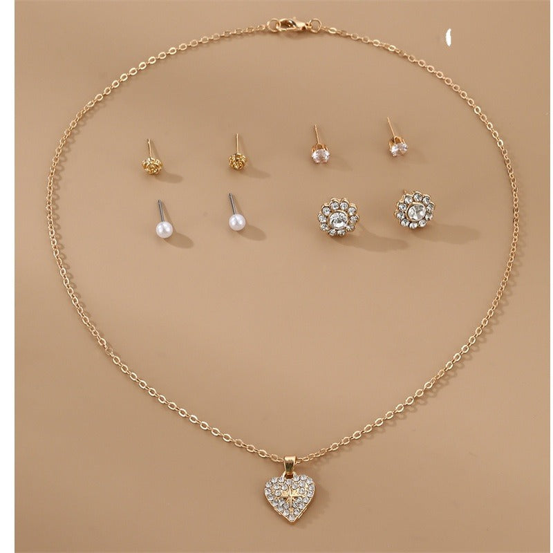 Wholesale  Gold Hollow Earrings Pearl Flower Jewelry