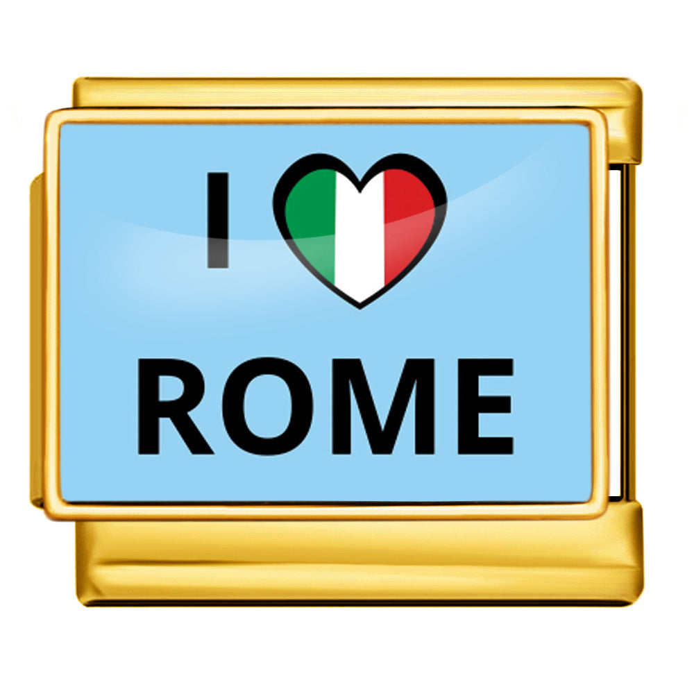 Wholesale Italian Charm Bracelet 9mm DIY  image style English landmark Creative Stainless Steel Composable Bracelet