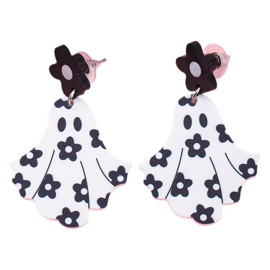 Wholesale Flower Ghost Earrings Cute Halloween Acrylic Earrings