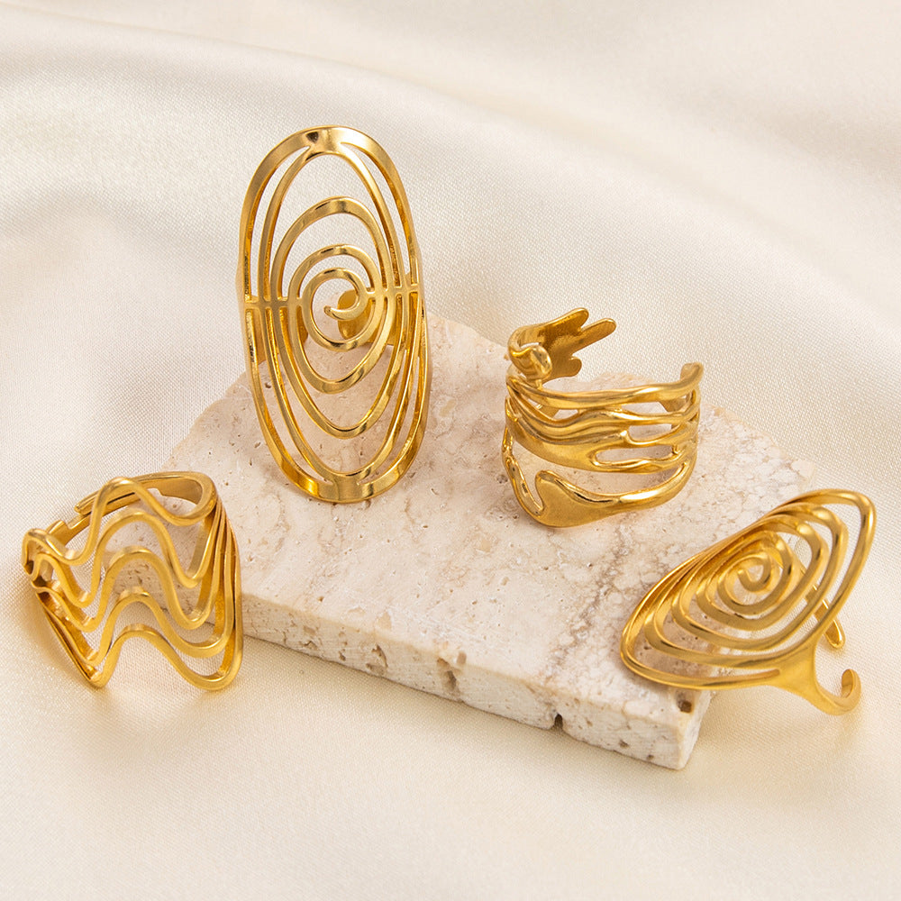 Wholesale Irregular Oval Luxury 18K Gold Rings ACC-RS-YuHui005