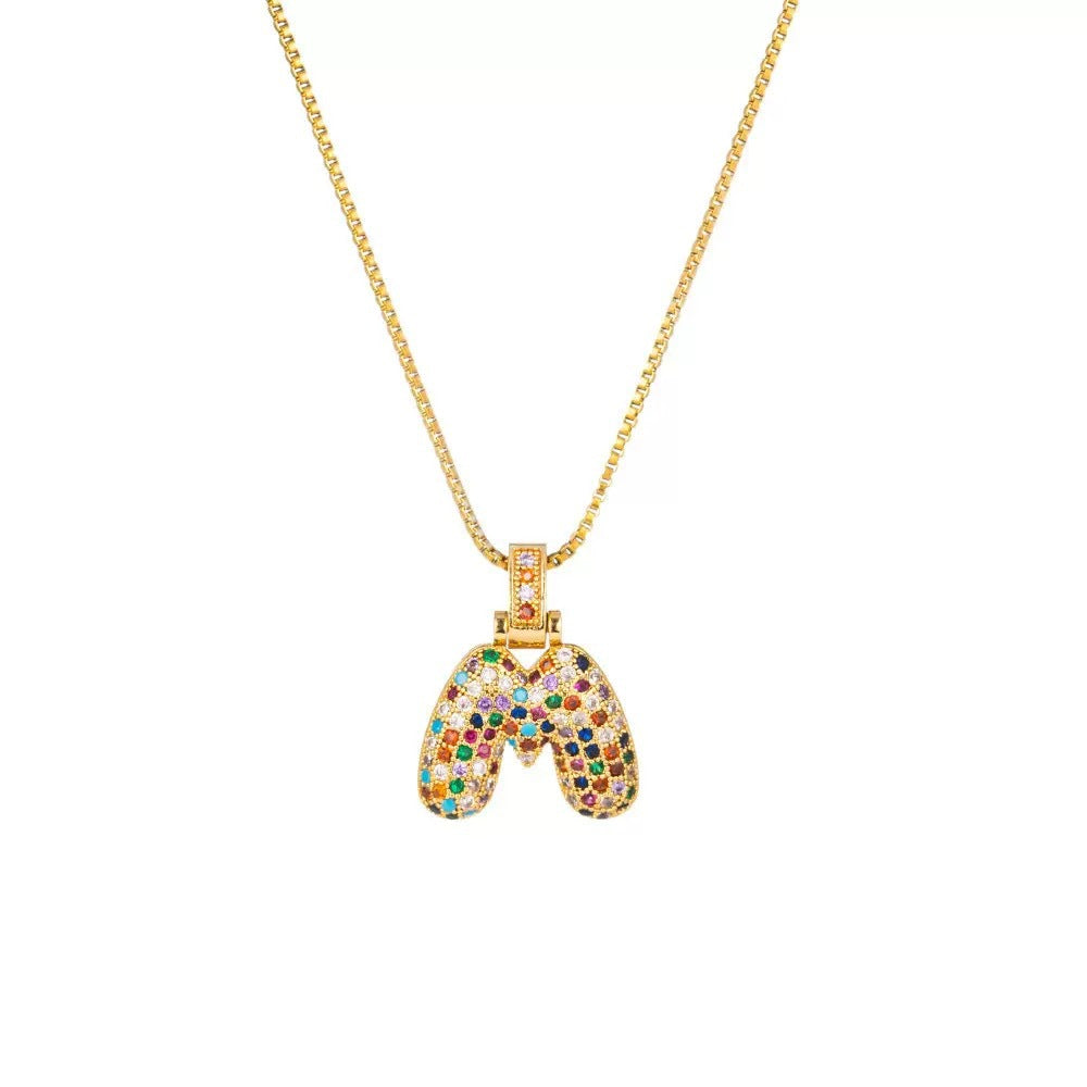 Wholesale Hip-Hop 26 Letter Pendant Set,  Gold Plated Copper Diamond-Set,  Chic Jewelry Gift