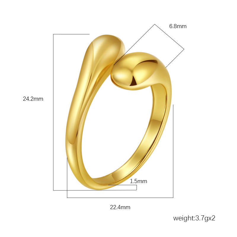 Wholesale Electroplated Stainless Steel Irregular Adjustable Ring,  Trendy Fashion Accessory Gift