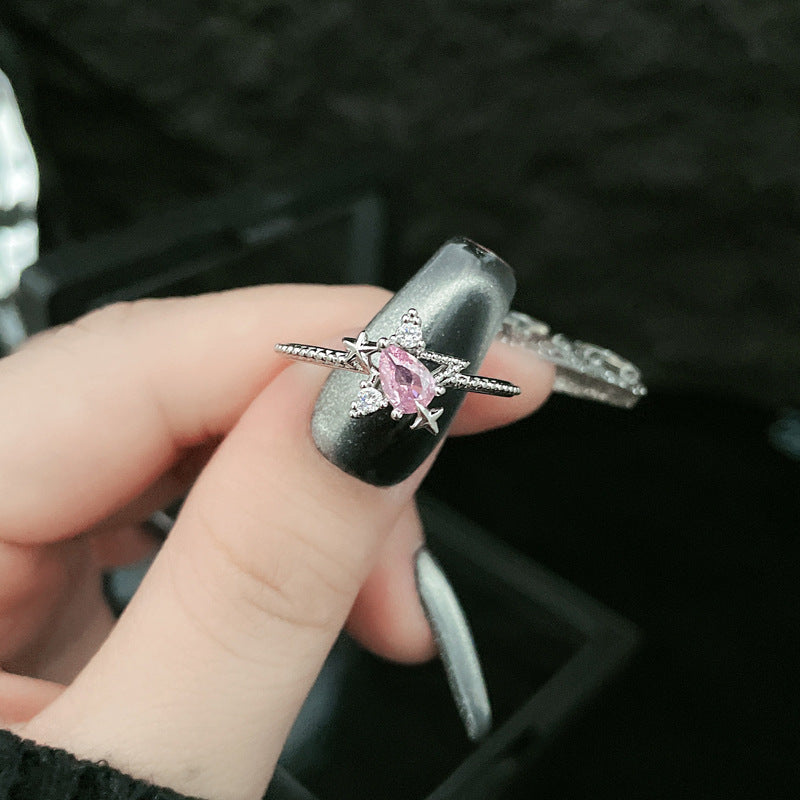 Wholesale  Pink Diamond Butterfly Irregular Simple Fashion Open Ring