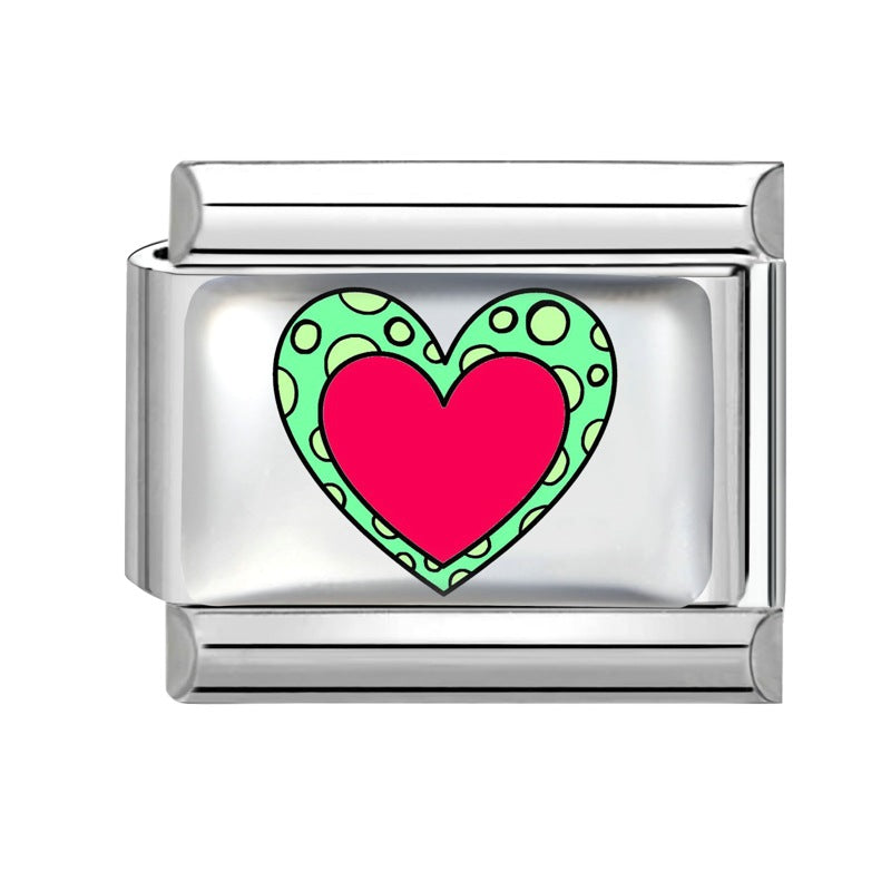 Wholesale Modular Stainless Steel Bracelet with Heart and Sun Motif DIY Craft Supply for Boutique Resale