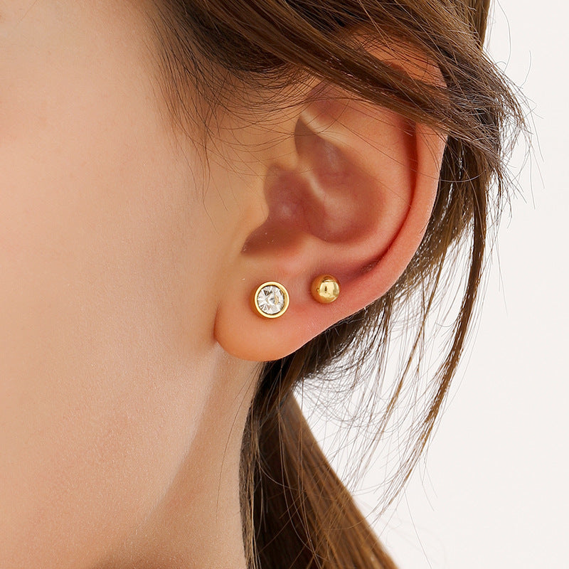 Wholesale  Diamond-encrusted Mini Thin Rod Screw Ear Nails Earrings