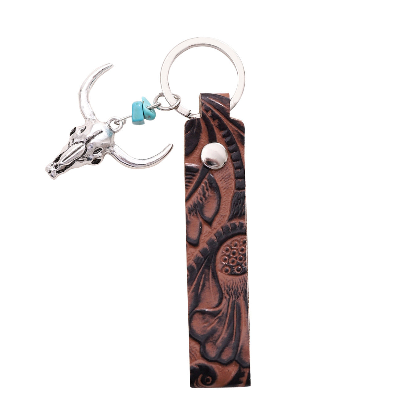 Wholesale Brown Leather Pattern Keychains ACC-KC-LuoKun002