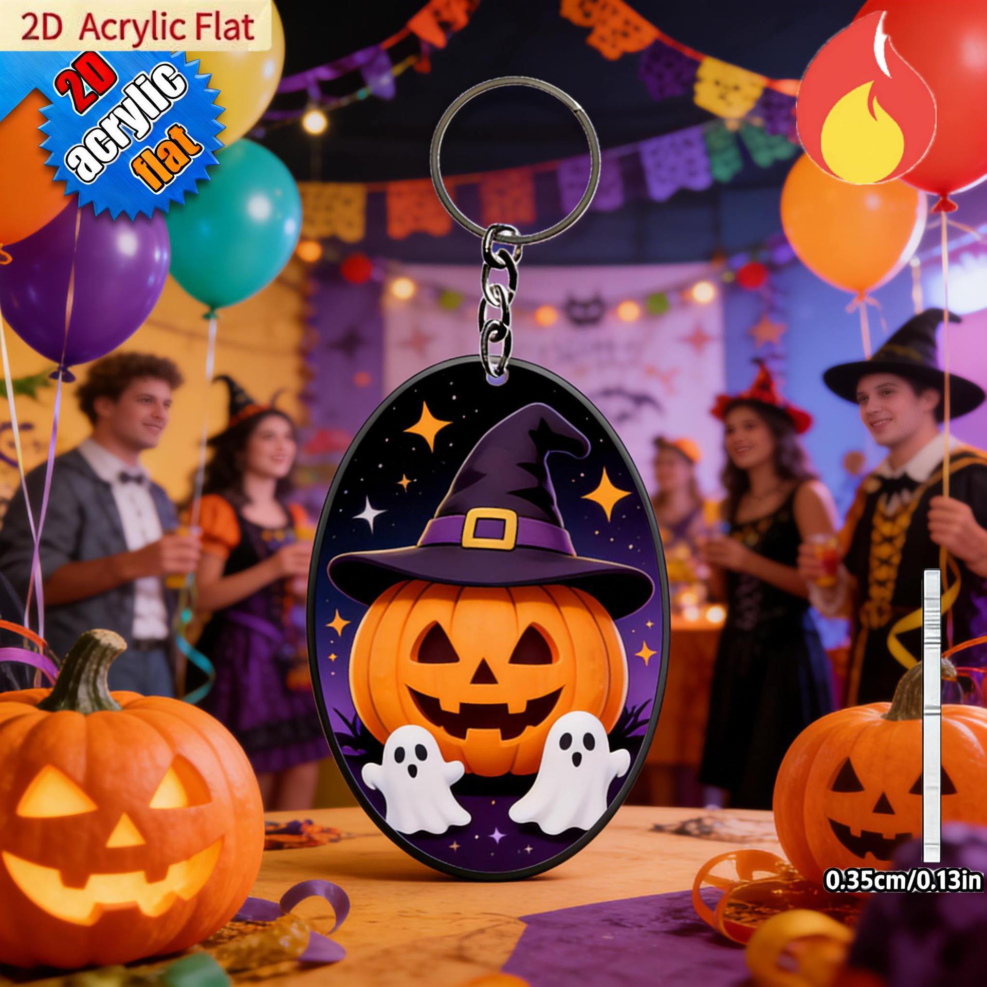 Wholesale Acrylic  Pumpkin Keychain Party Favor Gift for Travel Souvenir