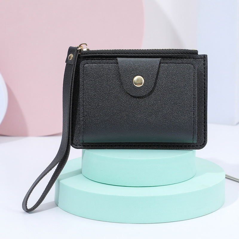Wholesale wrist strap card holder card holder solid color mini wallet