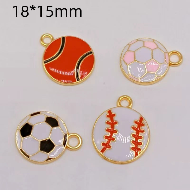 Wholesale DIY Alloy Drip Oil Accessories Sports Equipment Football Basketball Volleyball Pendant Keychain Bracelet Jewelry Pendant