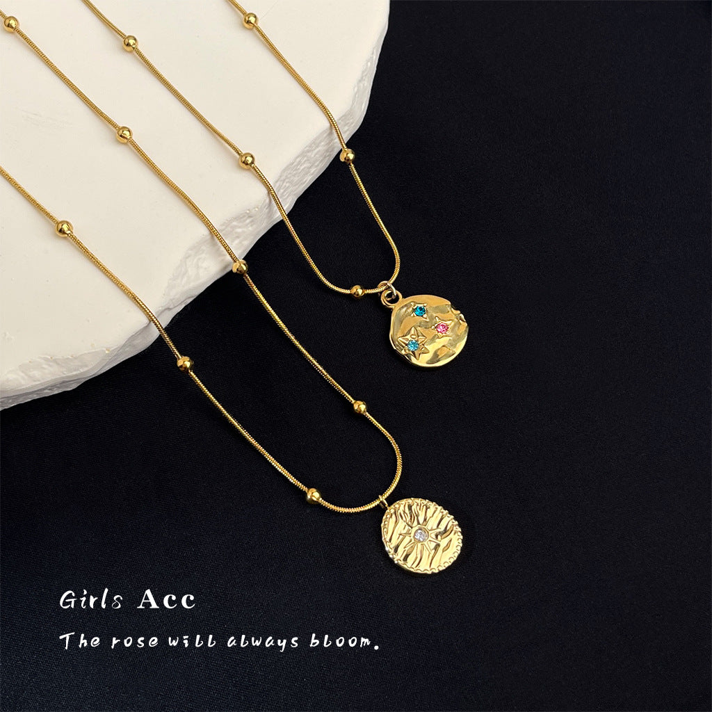 Wholesale 18K Gold Plated Stainless Steel Star Moon Clavicle Necklace Boutique Jewelry for Women