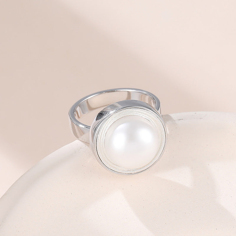 Wholesale Geometric S925 Sterling Silver Pearl Ring