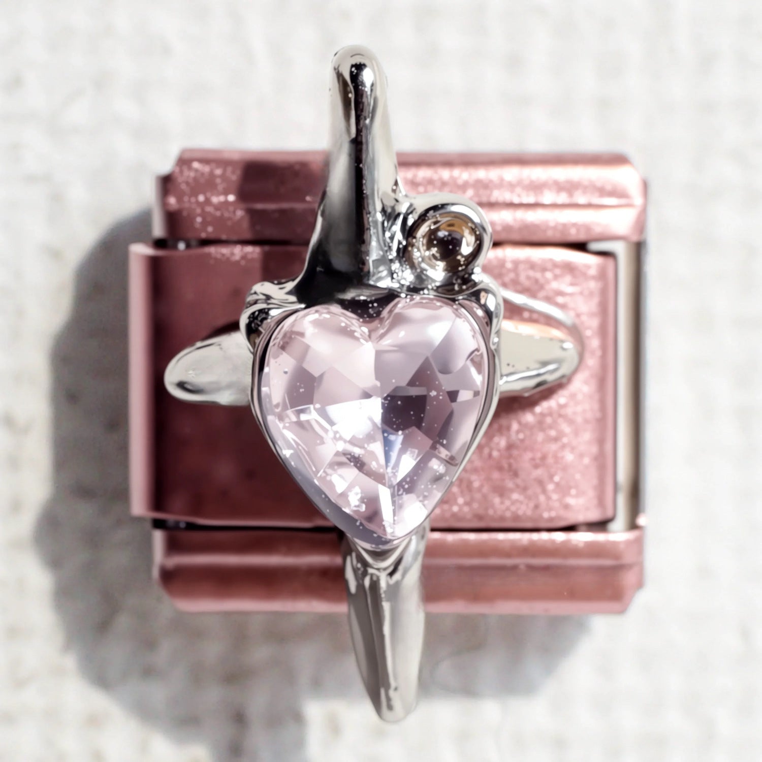 Wholesale 5PCS Fresh and Simple Heart Gemstone Italian Charm Bracelet Stainless Steel Jewelry Accessory for Women