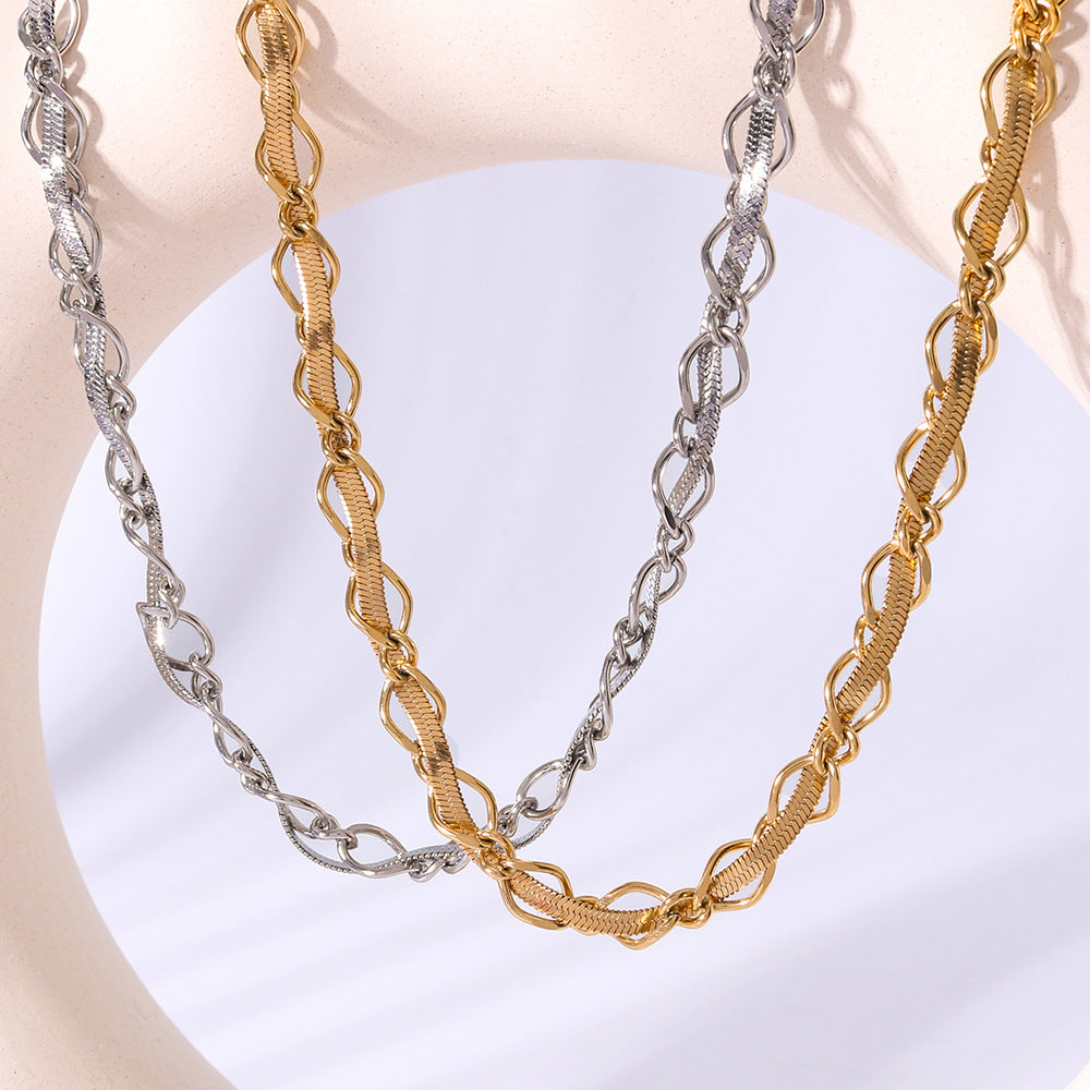 Wholesale  Stainless Steel Chain Flat Snake Chain Combination 18K Gold Necklace