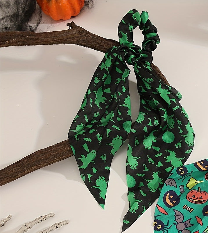 Wholesale Halloween Triangle Bandana Streamer Hair Scrunchies ACC-HS-Mulin003