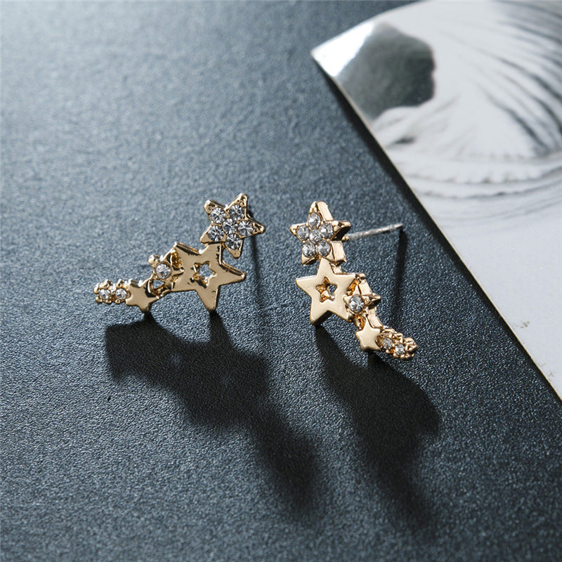 Wholesale European and American Cross-Border Hot-Selling Jewelry Creative Fashion Simple Small Zircon Star Earrings Trendy Jewelry for Women