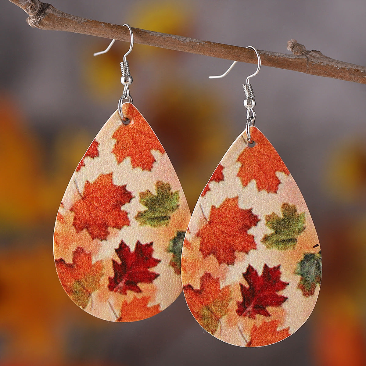 Wholesale  Autumn Thanksgiving Maple Leaf Deciduous Acorn Drop Pendant Earrings