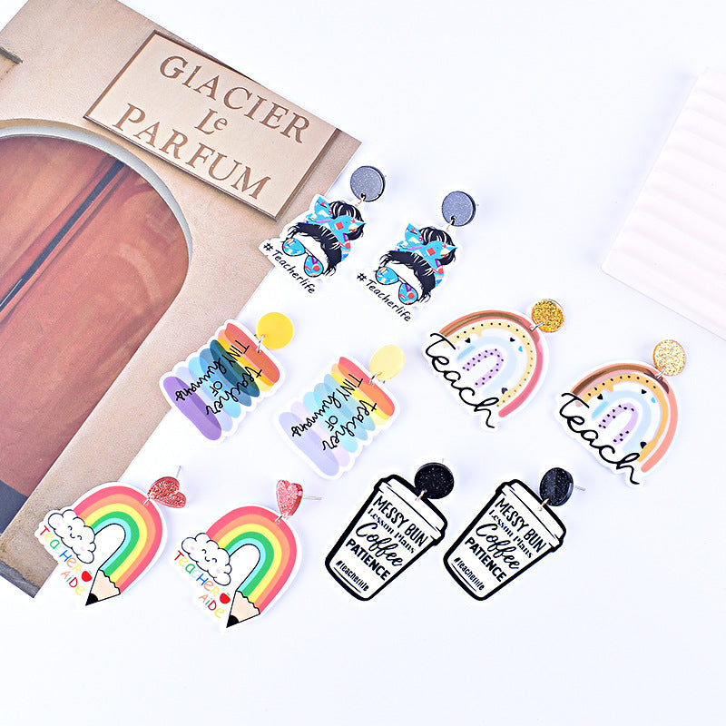 Wholesale Acrylic Teacher's Day earrings back-to-school season earrings