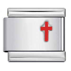 Wholesale Italian Charm Bracelet 9mm DIY Red cross pattern  Creative Stainless Steel Composable Bracelet