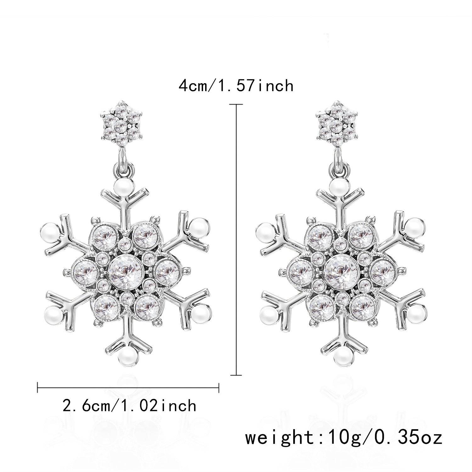 Wholesale  Christmas Earrings  Diamond Pearl Winter Christmas Snowflake Earrings