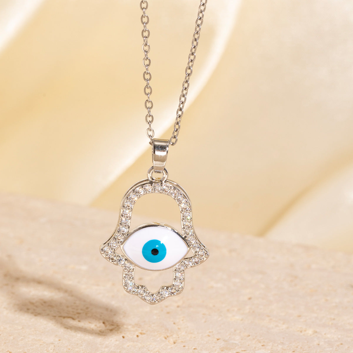 Wholesale Turkey Blue Eyes Devil Eye Pendant Titanium Steel Necklace