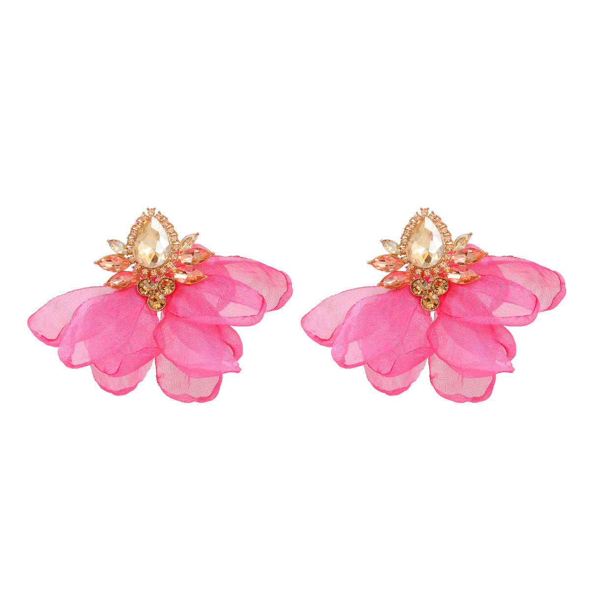 Wholesale colorful diamond fabric floral elegant alloy earrings ACC-ES-JL011