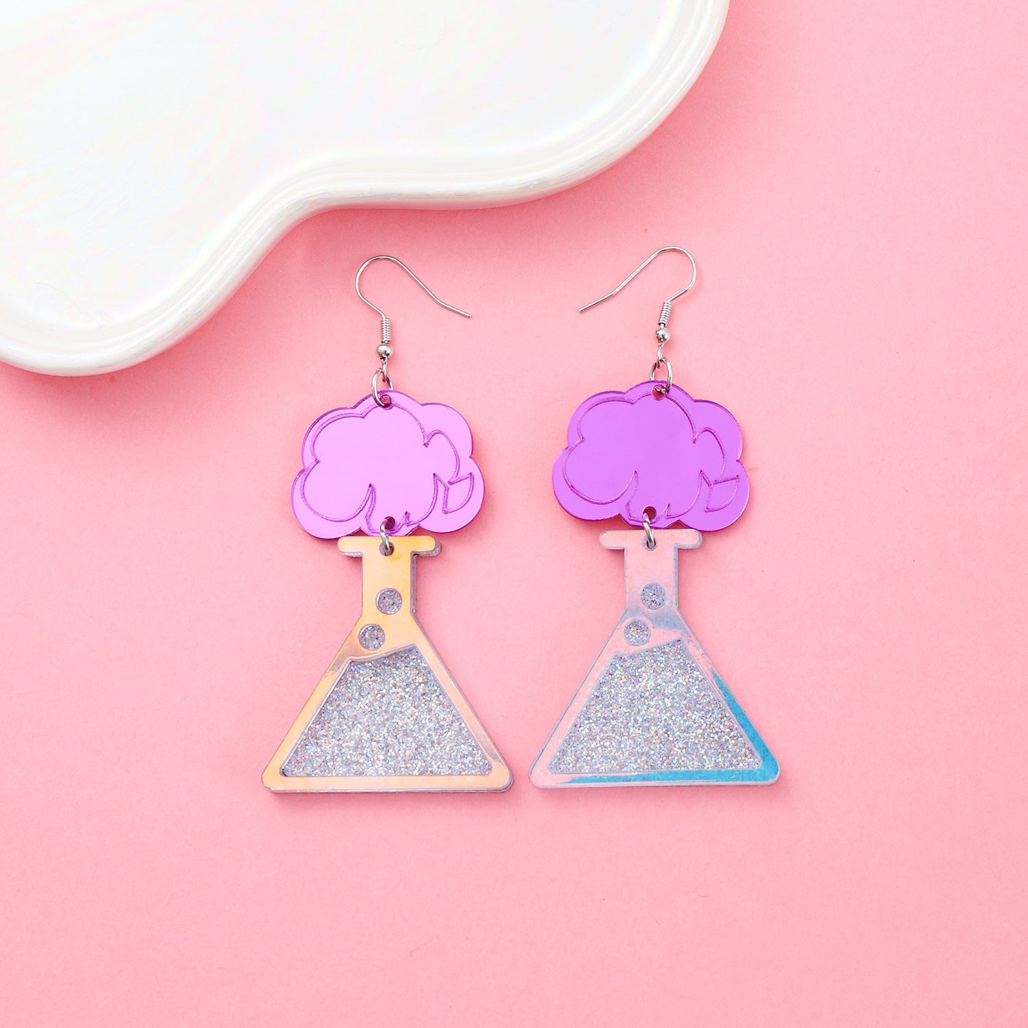 Wholesale  creative triangle mirror vase beaker earrings
