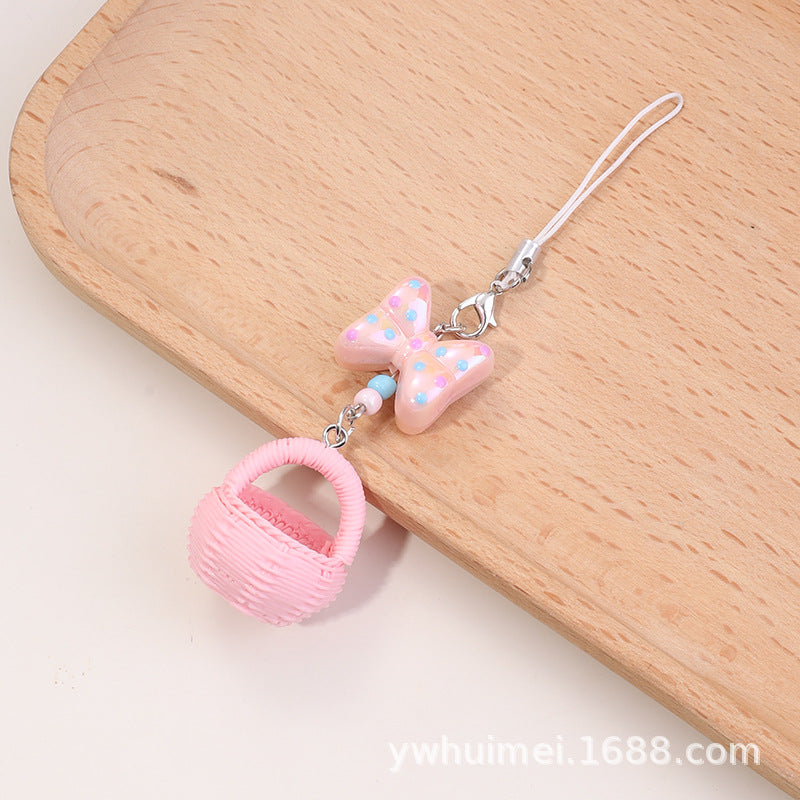 Wholesale 3D resin flower basket keychain