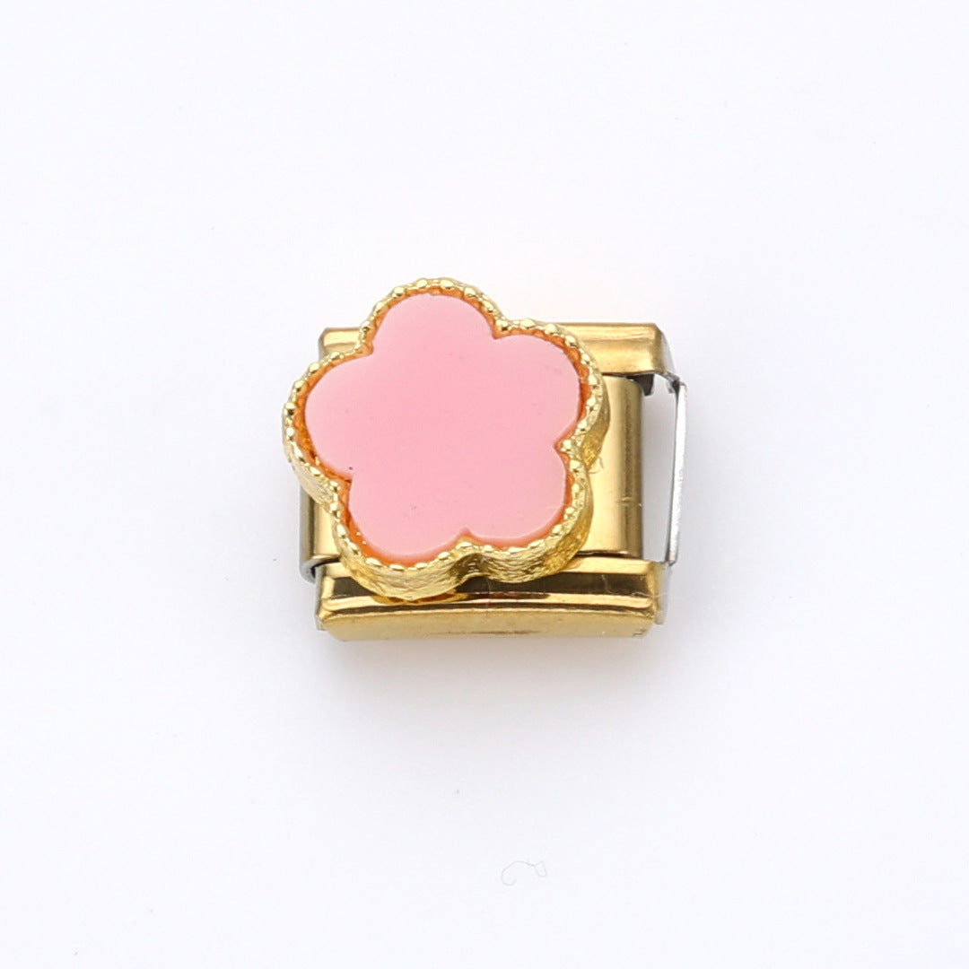 Wholesale 10pcs Italian Charm Bracelet 9mm DIY Splicing Flower Stainless Steel Composable Bracelet